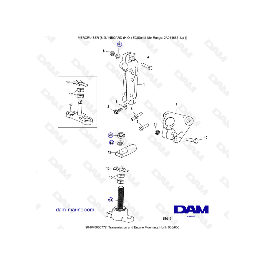 MERCRUISER 8.2L INBOARD EC HO - Transmission & engine mounting