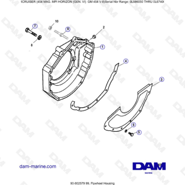 MERCRUISER 454 MAG MPI HORIZON - Flywheel housing