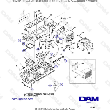 MERCRUISER 454 MAG MPI HORIZON - Intake Manifold & Intake plenum