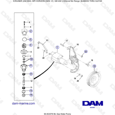 MERCRUISER 454 MAG MPI HORIZON - Sea water pump