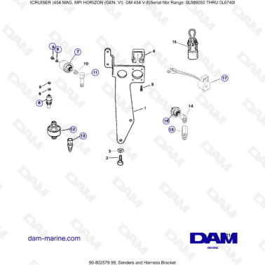 MERCRUISER 454 MAG MPI HORIZON - Senders & Harness bracket
