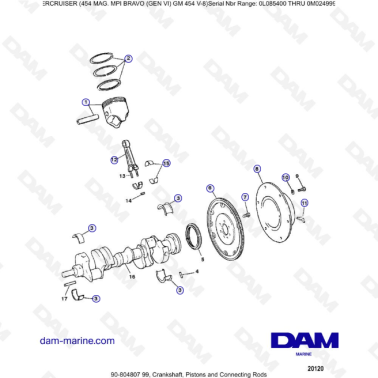 MERCRUISER 454 MAG MPI - Crankshaft, Pistons & connecting rods