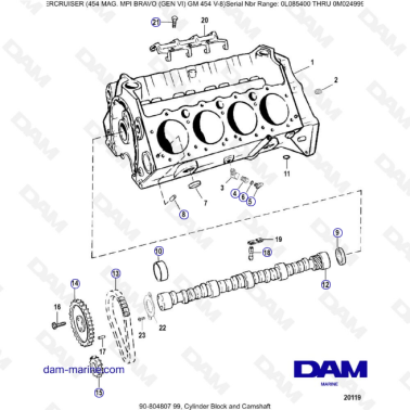 MERCRUISER 454 MAG MPI - Cylinder block & Camshaft