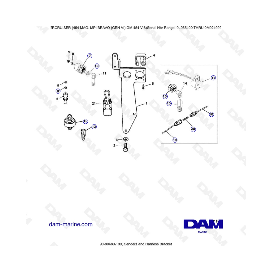 MERCRUISER 454 MAG MPI - Senders & harness bracket