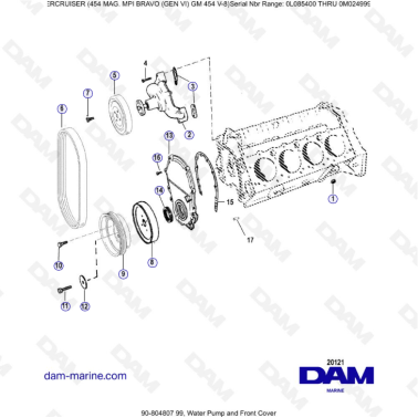 MERCRUISER 454 MAG MPI - Water pump & front cover