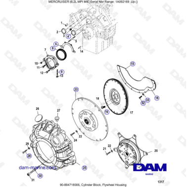 MERCRUISER 6.2L MPI MIE - Cylinder block, flywheel housing