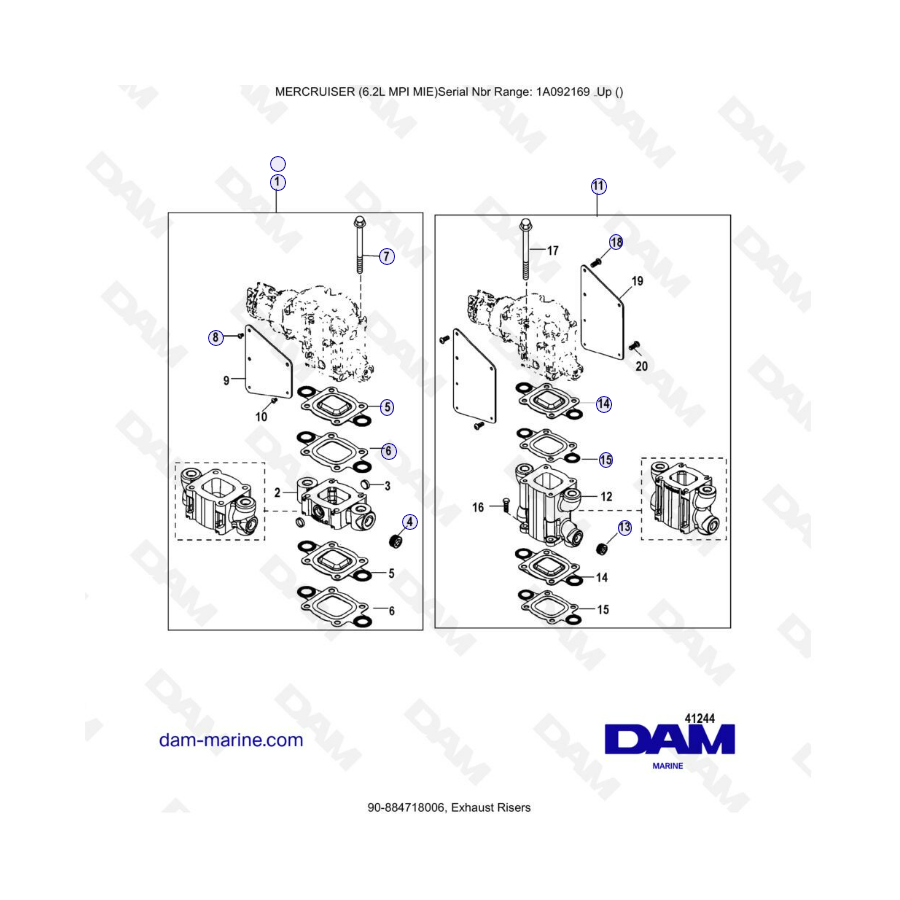 MERCRUISER 6.2L MPI MIE – Exhaust Risers
