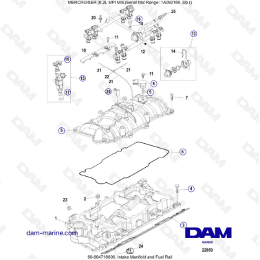 MERCRUISER 6.2L MPI MIE - Intake Manifold & Fuel Rail