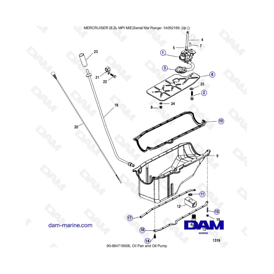MERCRUISER 6.2L MPI MIE - Oil pan & Oil pump
