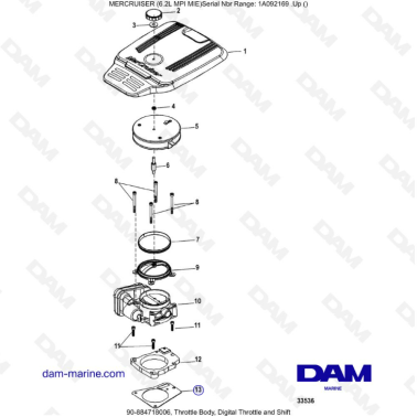 MERCRUISER 6.2L MPI MIE - Throttle body, digital throttle & shift