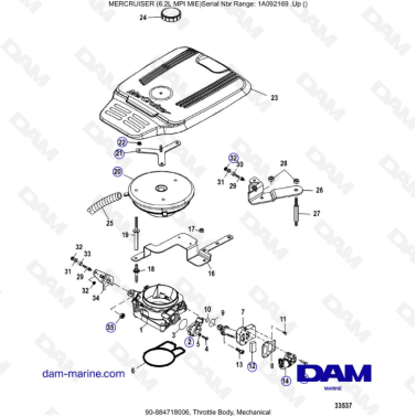 MERCRUISER 6.2L MPI MIE - Throttle body, mechanical