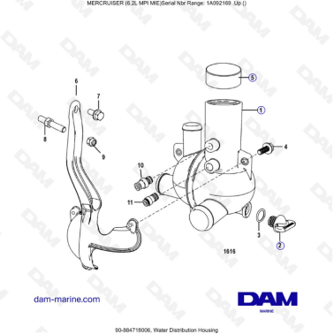 MERCRUISER 6.2L MPI MIE - Water distribution housing