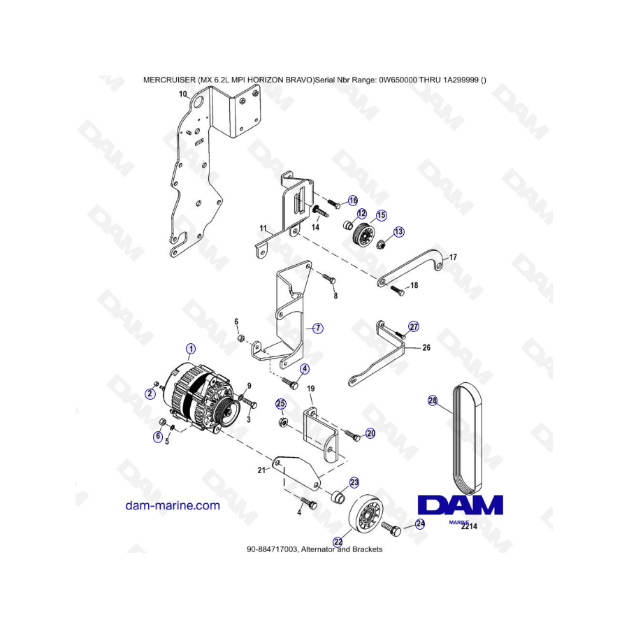MERCRUISER 6.2L MPI - Alternator & brackets