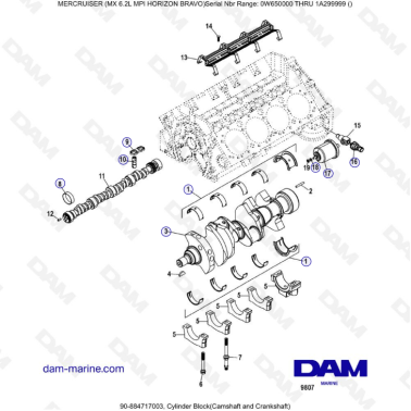 MERCRUISER 6.2L MPI MIE - Cylinder block (Camshaft & Crankshaft)