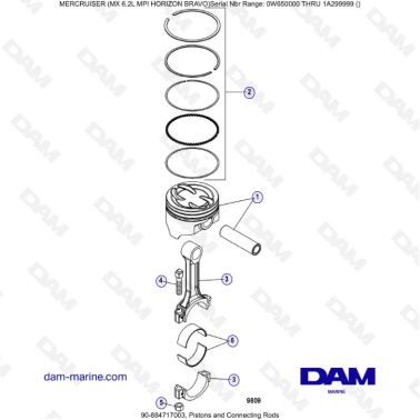 MERCRUISER 6.2L MPI - Pistons & connecting rods