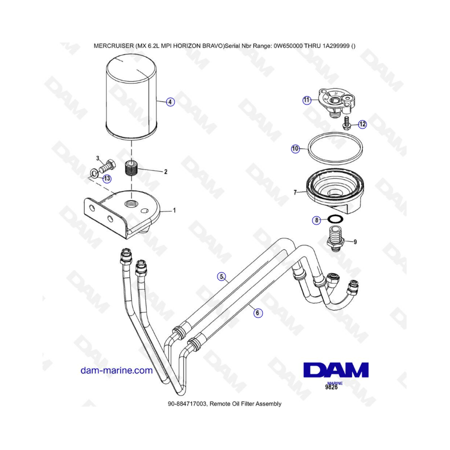 MERCRUISER 6.2L MPI - Remote oil filter assembly