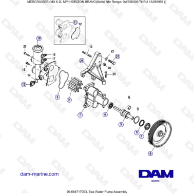 MERCRUISER 6.2L MPI - Sea water pump assembly