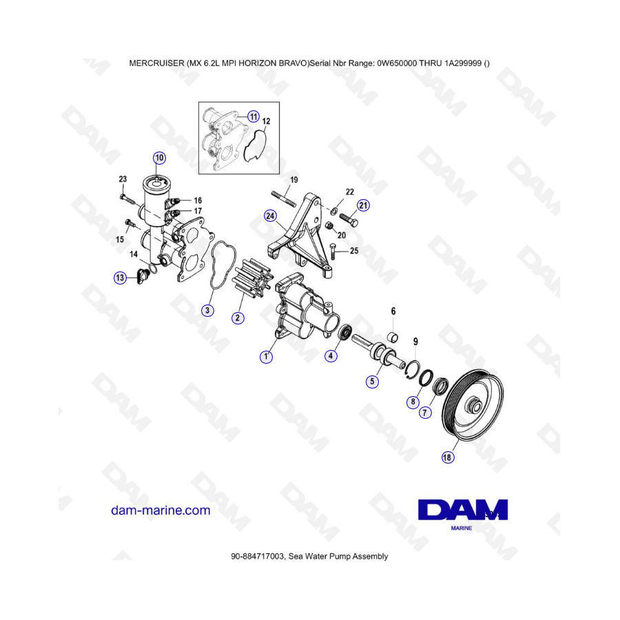 MERCRUISER 6.2L MPI - Conjunto de bomba de agua de mar