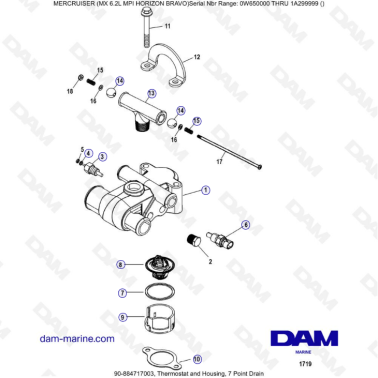 MERCRUISER 6.2L MPI - Thermostat & housing