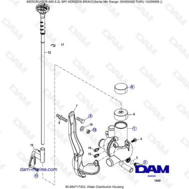 MERCRUISER 6.2L MPI - Water distribution housing