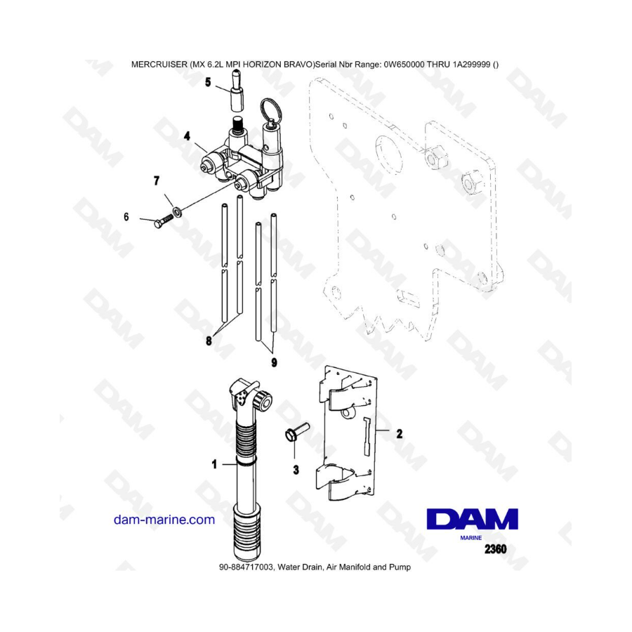 MERCRUISER 6.2L MPI - Water drain, air manifold & pump