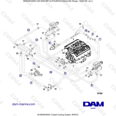 MERCRUISER 350 MAG MPI - Closed cooling system, bravo