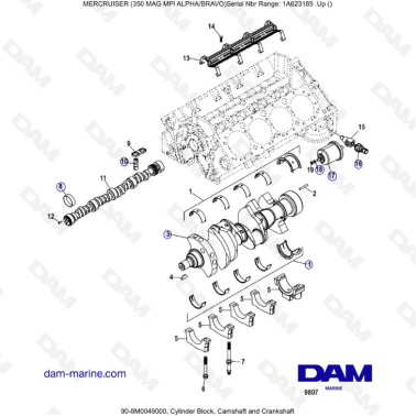 MERCRUISER 350 MAG MPI - Cylinder block, camshaft & crankshaft