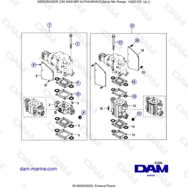 MERCRUISER 350 MAG MPI - Exhaust risers