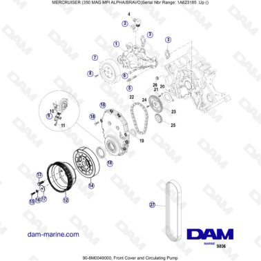 MERCRUISER 350 MAG MPI - Front cover & circulating pump