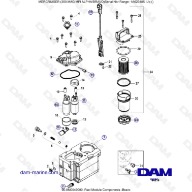 MERCRUISER 350 MAG MPI - Fuel module components, bravo