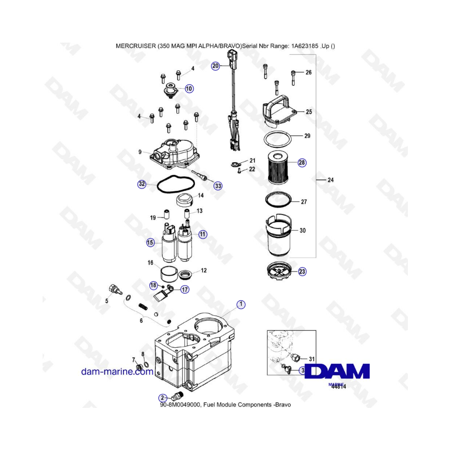 MERCRUISER 350 MAG MPI - Fuel module components, bravo
