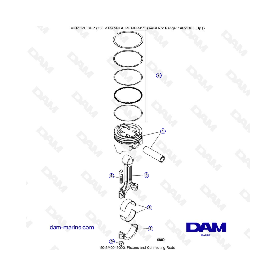 MERCRUISER 350 MAG MPI - Pistons & Connecting rods