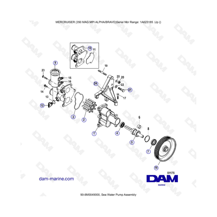 MERCRUISER 350 MAG MPI - Conjunto de bomba de agua de mar