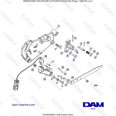 MERCRUISER 350 MAG MPI - Shift bracket, bravo