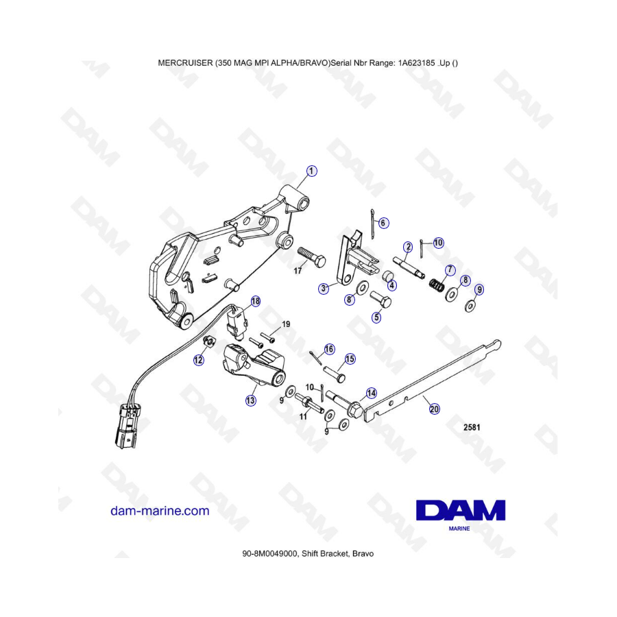 MERCRUISER 350 MAG MPI - Shift bracket, well done 