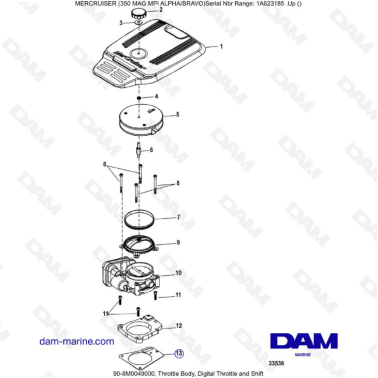MERCRUISER 350 MAG MPI - Throttle body, digital throttle & shift