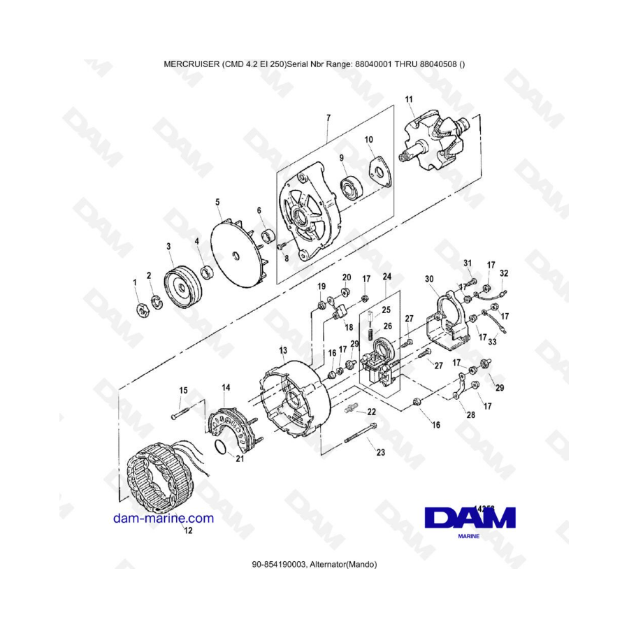 MERCRUISER CMD 4.2 EI 250 - Alternator (Mando)
