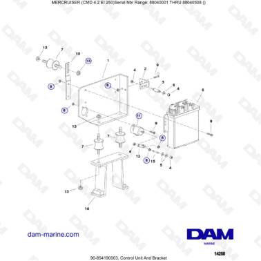 MERCRUISER CMD 4.2 EI 250 - Control unit & bracket