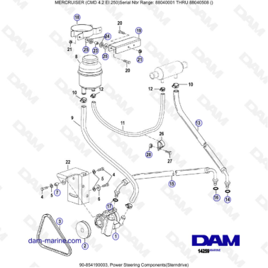 MERCRUISER CMD 4.2 EI 250 - Power steering components (sterndrive)
