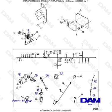 MERCRUISER 4.3L CARB (ALPHA BRAVO) - Electrical components