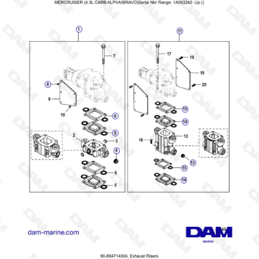 MERCRUISER 4.3L CARB (ALPHA BRAVO) - Exhaust risers