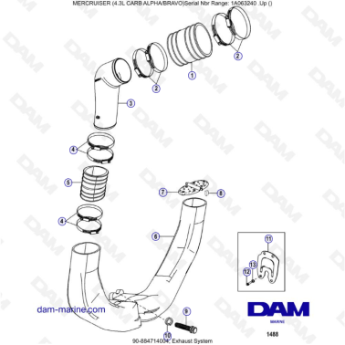 MERCRUISER 4.3L CARB (ALPHA BRAVO) - Exhaust system