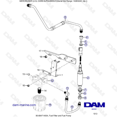 MERCRUISER 4.3L CARB (ALPHA BRAVO) - Fuel filter & fuel pump