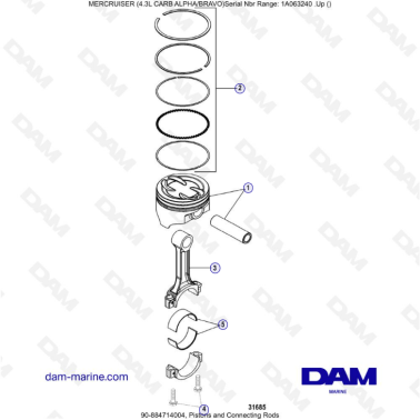 MERCRUISER 4.3L CARB (ALPHA BRAVO) - Pistons & connecting rods