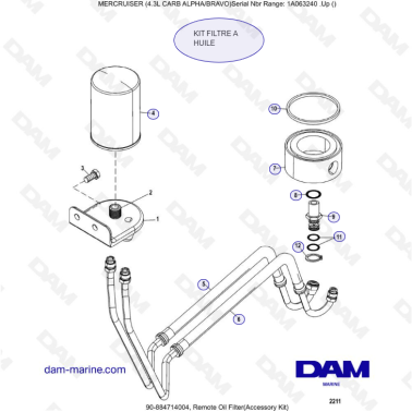 MERCRUISER 4.3L CARB (ALPHA BRAVO) - Remote oil filter