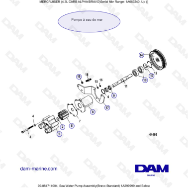 MERCRUISER 4.3L CARB (ALPHA BRAVO) - Sea water pump assembly (bravo)