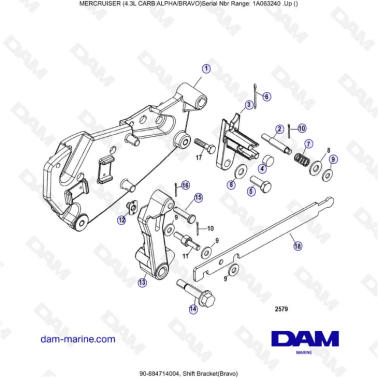 MERCRUISER 4.3L CARB (ALPHA BRAVO) - shift bracket (bravo)