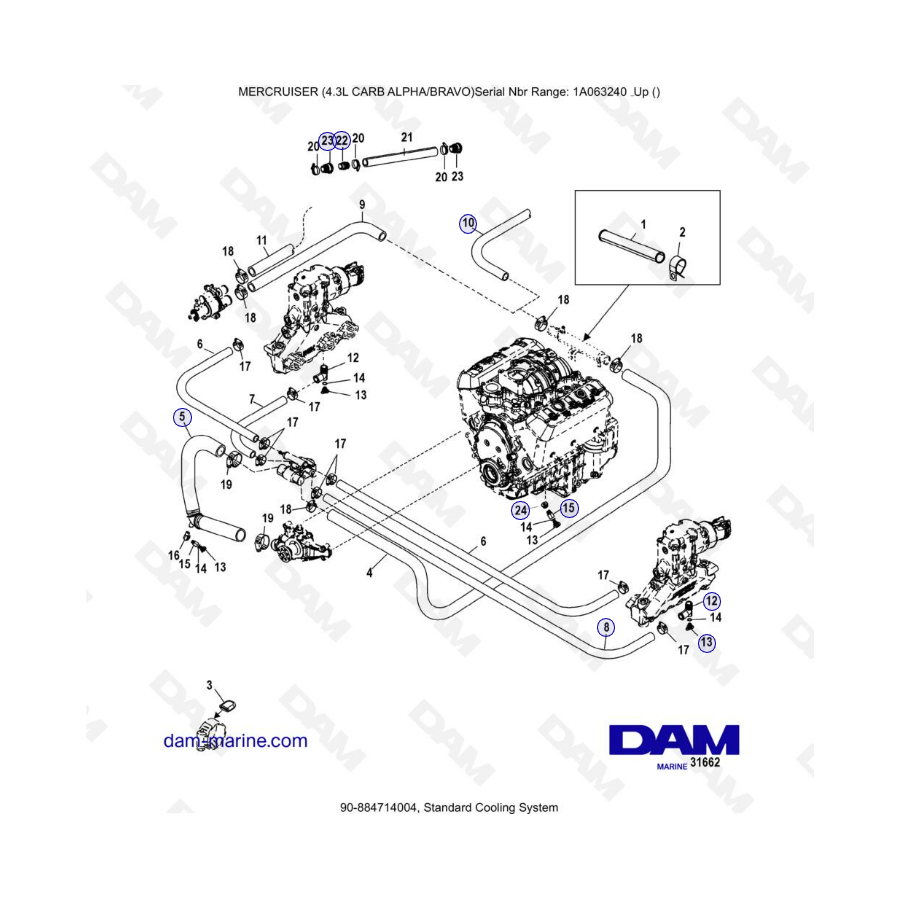 MERCRUISER 4.3L CARB (ALPHA BRAVO) - Standard cooling system