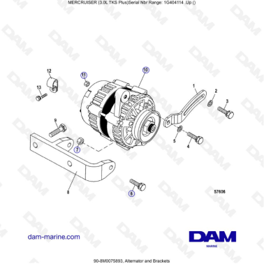 MERCRUISER 3.0L TKS - Alternator & brackets