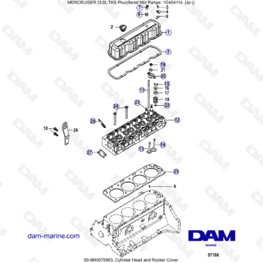 MERCRUISER 3.0L TKS - Cylinder head & rocker cover